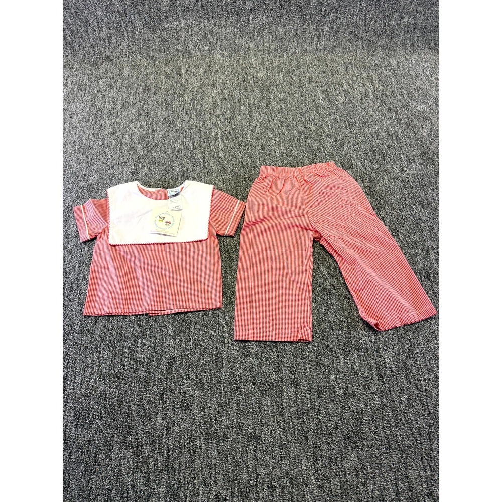 Smoke Monkey 2 Piece Set Toddlers Girls 24M Red White Gingham Check Streetwear